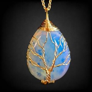 Barzel 18k Goldfilled Tree Of Life Opalite Necklace